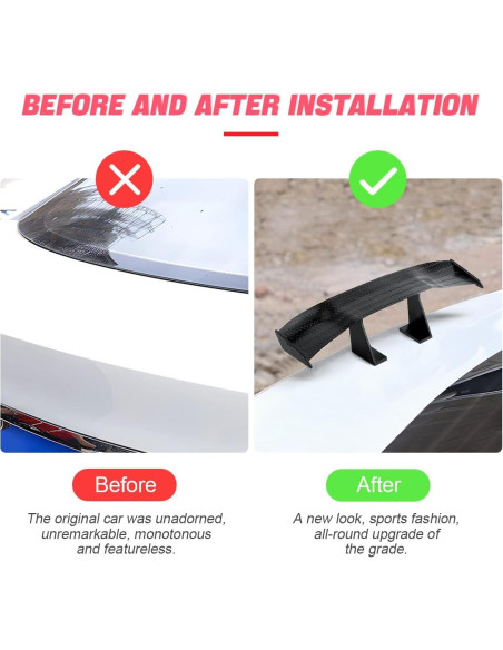 3 Alerones Mini de Coche BLAU GRUN 17 cm Fibra de Carbono