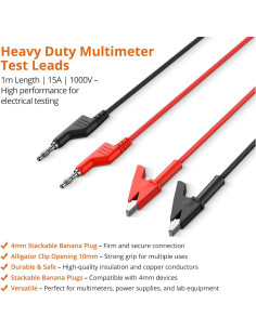 Cable de Prueba Proster 1m 15A Plátano a Cocodrilo 2