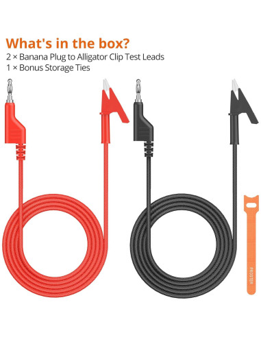 Cable de Prueba Proster 1m 15A Plátano a Cocodrilo