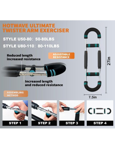 Ejercitador de Brazos HOTWAVE U023 Ajustable con Resorte 22-36 kg