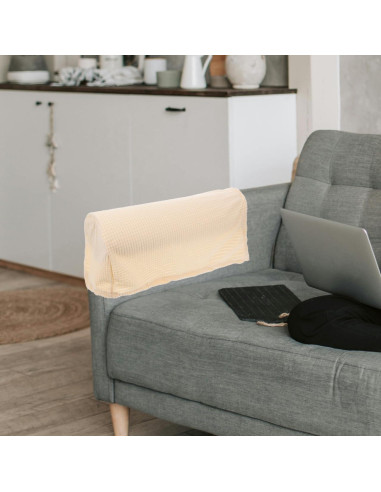 2 Fundas Elásticas para Reposabrazos Sofá HOLIDYOYO Beige