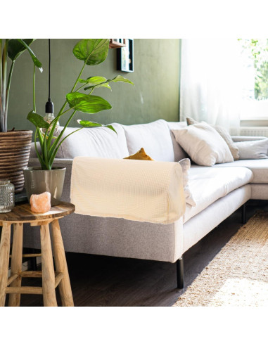 2 Fundas Elásticas para Reposabrazos Sofá HOLIDYOYO Beige