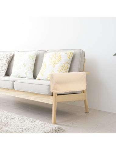 2 Fundas Elásticas para Reposabrazos Sofá HOLIDYOYO Beige