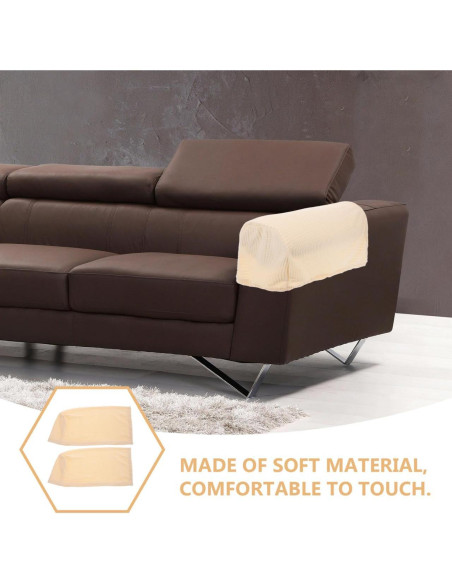 2 Fundas Elásticas para Reposabrazos Sofá HOLIDYOYO Beige