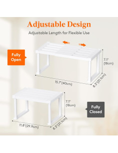 Organizador de Estante Expandible Lifewit, 2 Piezas, Blanco 2