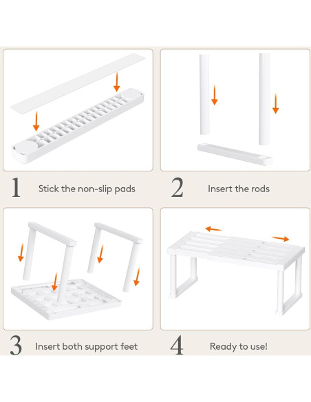Organizador de Estante Expandible Lifewit, 2 Piezas, Blanco Organizador de Estante Expandible Lifewit, 2 Piezas, Blanco