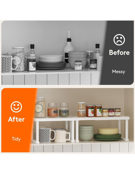 Organizador de Estante Expandible Lifewit, 2 Piezas, Blanco Organizador de Estante Expandible Lifewit, 2 Piezas, Blanco