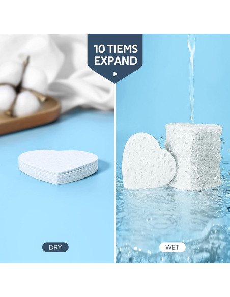 Esponjas Faciales Comprimidas Gainwell - 50 Piezas Corazón