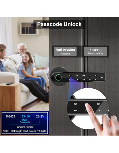 Cerradura Biométrica ERAY con Huella Dactilar y Teclado Negra