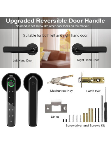 Cerradura Biométrica ERAY con Huella Dactilar y Teclado Negra