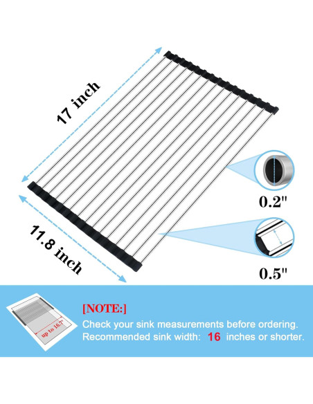 Estante de Secado de Platos Seropy 43.2x30cm Acero Inoxidable Negro