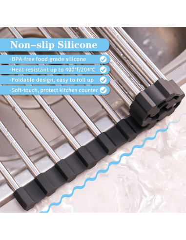 Estante de Secado de Platos Seropy 43.2x30cm Acero Inoxidable Negro