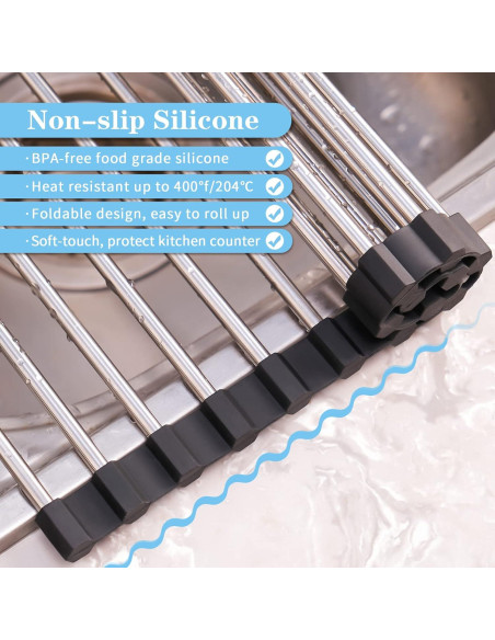 Estante de Secado de Platos Seropy 43.2x30cm Acero Inoxidable Negro