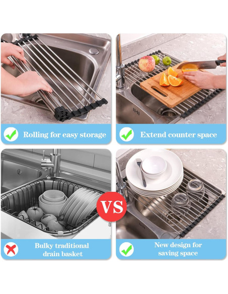 Estante de Secado de Platos Seropy 43.2x30cm Acero Inoxidable Negro