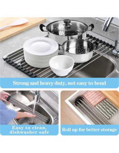 Estante de Secado de Platos Seropy 43.2x30cm Acero Inoxidable Negro