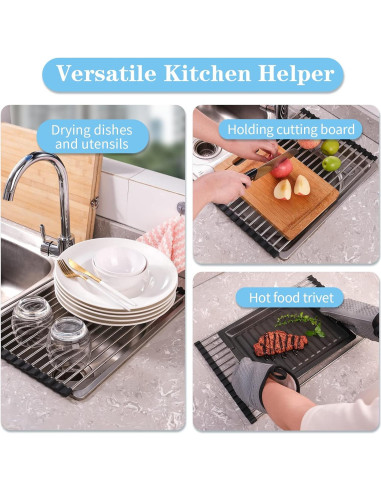 Estante de Secado de Platos Seropy 43.2x30cm Acero Inoxidable Negro