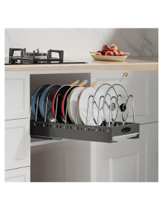 Organizador de Ollas y Sartenes Bealy - Extraíble, Ajustable, Negro