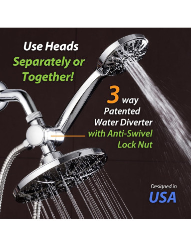 Ducha de Lluvia AquaDance 7" Cromada 6 Configuraciones