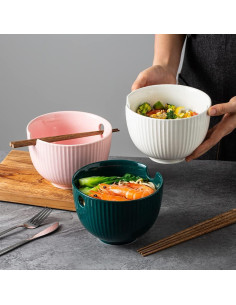 Cuenco de Ramen Cerámica KAMAIDI 800 ML Verde Apto Microondas 2