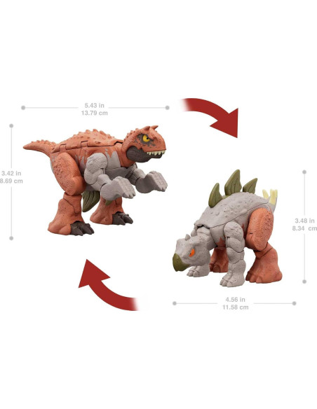 Figura de Acción Dinosaurio Mattel Fierce Changers Carnotaurus a Stegosaurus