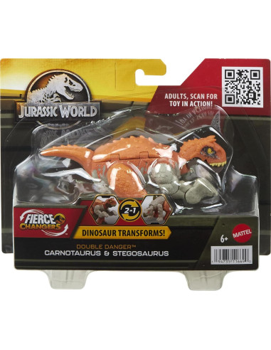 Figura de Acción Dinosaurio Mattel Fierce Changers Carnotaurus a Stegosaurus