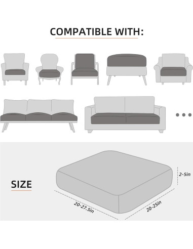 Fundas de Cojines de Sofá YISUN 2 Piezas Impermeables 61cm
