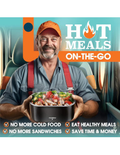 Caja de Almuerzo Eléctrica TRAVELISIMO 1.5L 80W Acero Inoxidable 2