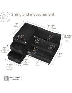 Organizador de Tocador Grande Negro Uncluttered Designs - Cajones Profundos para Cosméticos 2