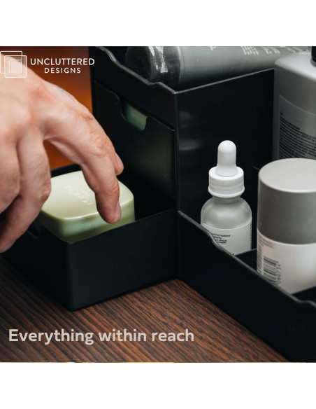 Organizador de Tocador Grande Negro Uncluttered Designs - Cajones Profundos para Cosméticos