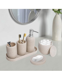 Juego de Accesorios de Baño 6 Piezas Beige Boershun 2