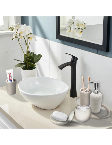 Juego de Accesorios de Baño 6 Piezas Beige Boershun