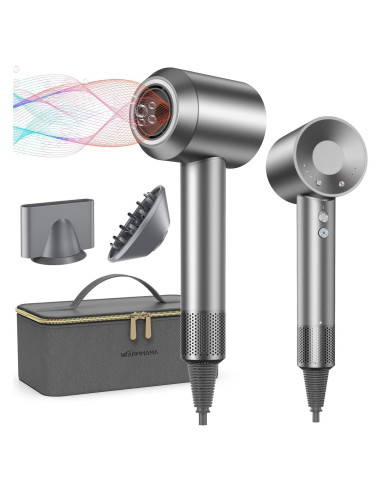 Secador de Pelo Iónico Warmmama 1500W con Difusor y Accesorios