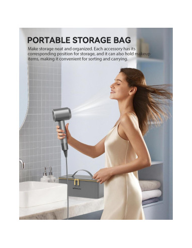 Secador de Pelo Iónico Warmmama 1500W con Difusor y Accesorios