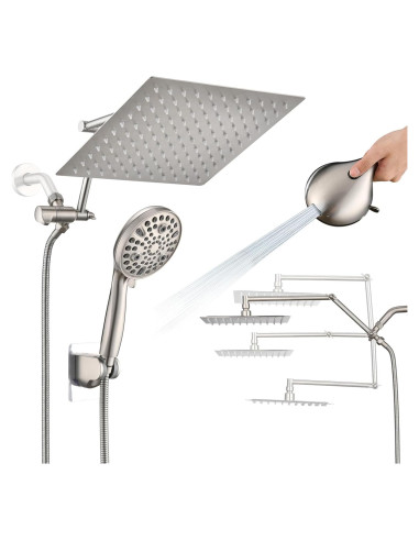 Cabezal de Ducha PDPBath 10" con Spray de Mano y 10 Configuraciones