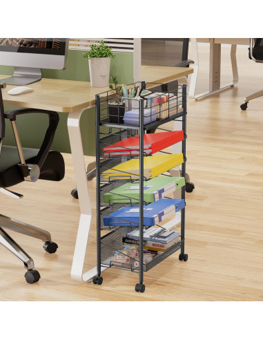 Carro de Archivos Rodante Shrivee 6 Niveles Negro 41.4x23.5x76.7cm