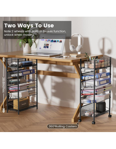 Carro de Archivos Rodante Shrivee 6 Niveles Negro 41.4x23.5x76.7cm