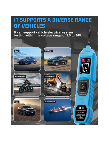 Probador de Circuito Automotriz Multifuncional Invtux 3.5-36V