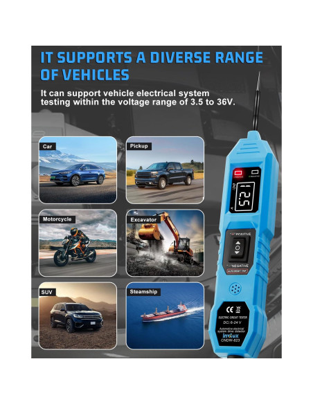 Probador de Circuito Automotriz Multifuncional Invtux 3.5-36V