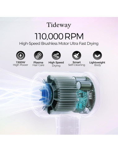 Secador de Pelo Tideway H11 Profesional 110000 RPM Negro