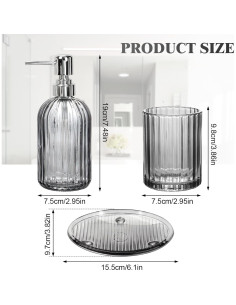 Juego de Accesorios de Baño Ulable 4 Piezas Vidrio Negro 2