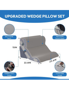 Juego de Almohadas en Cuña Ortopédicas Ahpmeoa 3 Piezas Gris 2