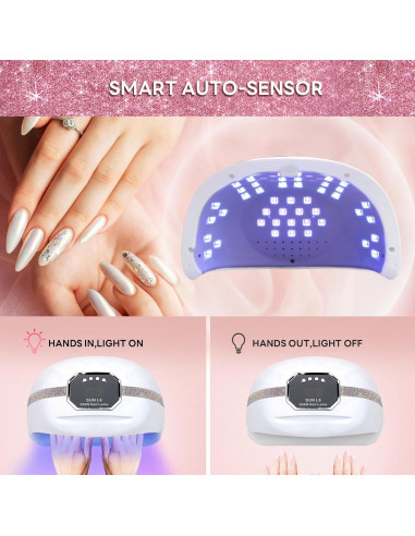 Lámpara UV LED GGUP 268W para Uñas, Secador Profesional 2 Manos