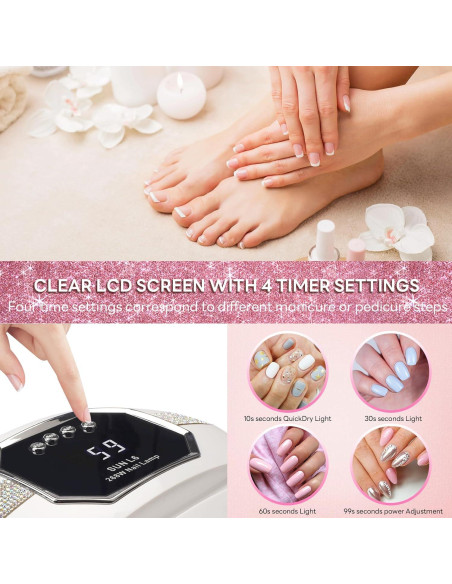 Lámpara UV LED GGUP 268W para Uñas, Secador Profesional 2 Manos