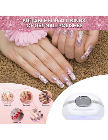 Lámpara UV LED GGUP 268W para Uñas, Secador Profesional 2 Manos