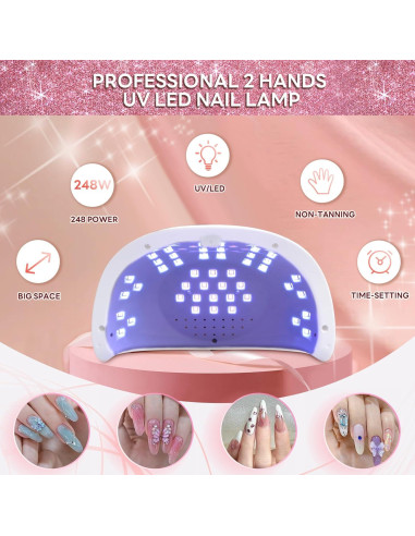 Lámpara UV LED GGUP 268W para Uñas, Secador Profesional 2 Manos