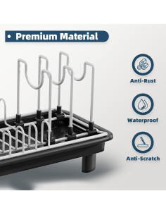 Escurridor de Platos Compacto SanDream - Metal Negro 42x16.5x19 cm 2