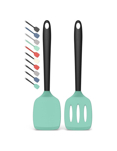 Conjunto de Espátulas de Silicona Coukre 2 Piezas Verde Aqua