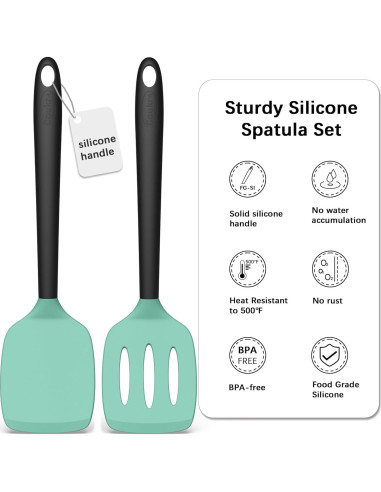 Conjunto de Espátulas de Silicona Coukre 2 Piezas Verde Aqua