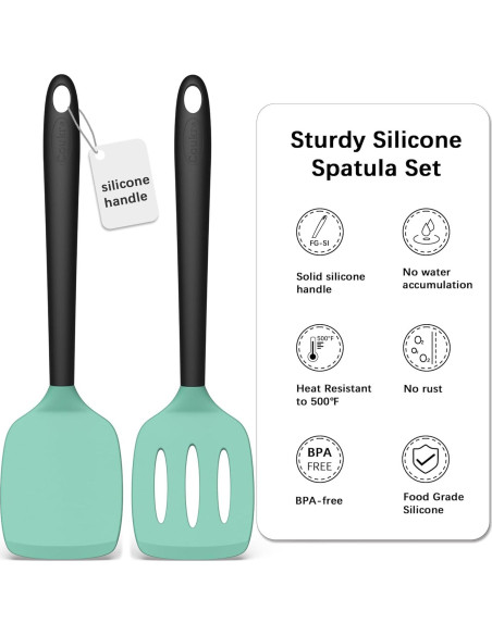 Conjunto de Espátulas de Silicona Coukre 2 Piezas Verde Aqua