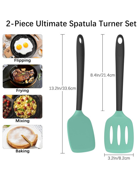 Conjunto de Espátulas de Silicona Coukre 2 Piezas Verde Aqua